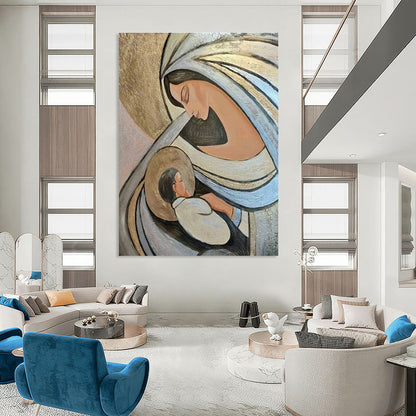 Madonna and Child Abstract Art for Religious Home Chapel & Art - Inspired Living Room DLZ2110