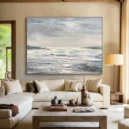 Layered Gray Waves Art for Meditation - Focused Bedroom DLZ3014