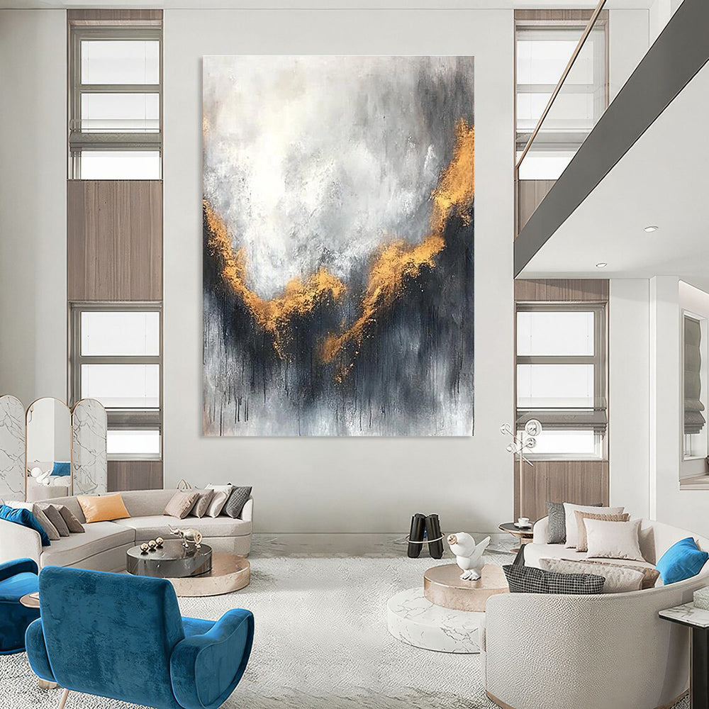 Grey and Gold Curved Abstract for Modern Art Gallery & Creative Studio STSC397