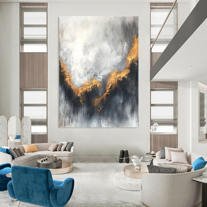 Grey and Gold Curved Abstract for Modern Art Gallery & Creative Studio STSC397
