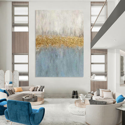 Gray - Gold - Blue Abstract Art for Living Room & Office DLZ0301