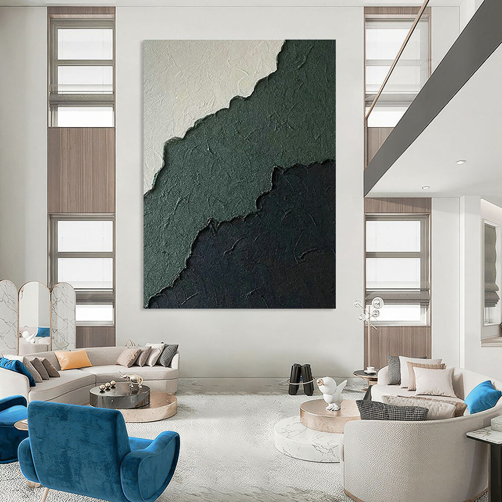 Gray - Green - Black Layered Abstract Art for Industrial Home & Art Studio DLZ1225