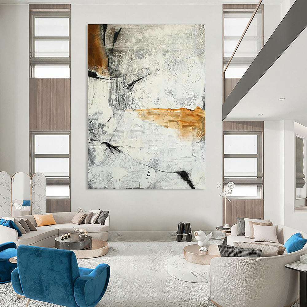 Gray - Orange Abstract Art for Industrial Loft & Contemporary Art Show DLZ2138