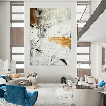 Gray - Orange Abstract Art for Industrial Loft & Contemporary Art Show DLZ2138