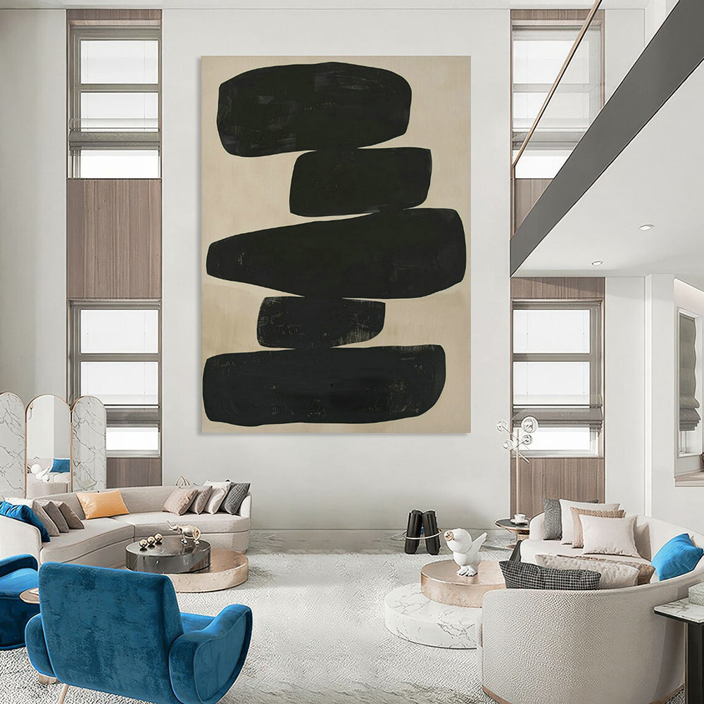 Black - Brown Geometric Abstract Art for Mid - Century Modern Home & Art Gallery Pop - Up DLZ1833
