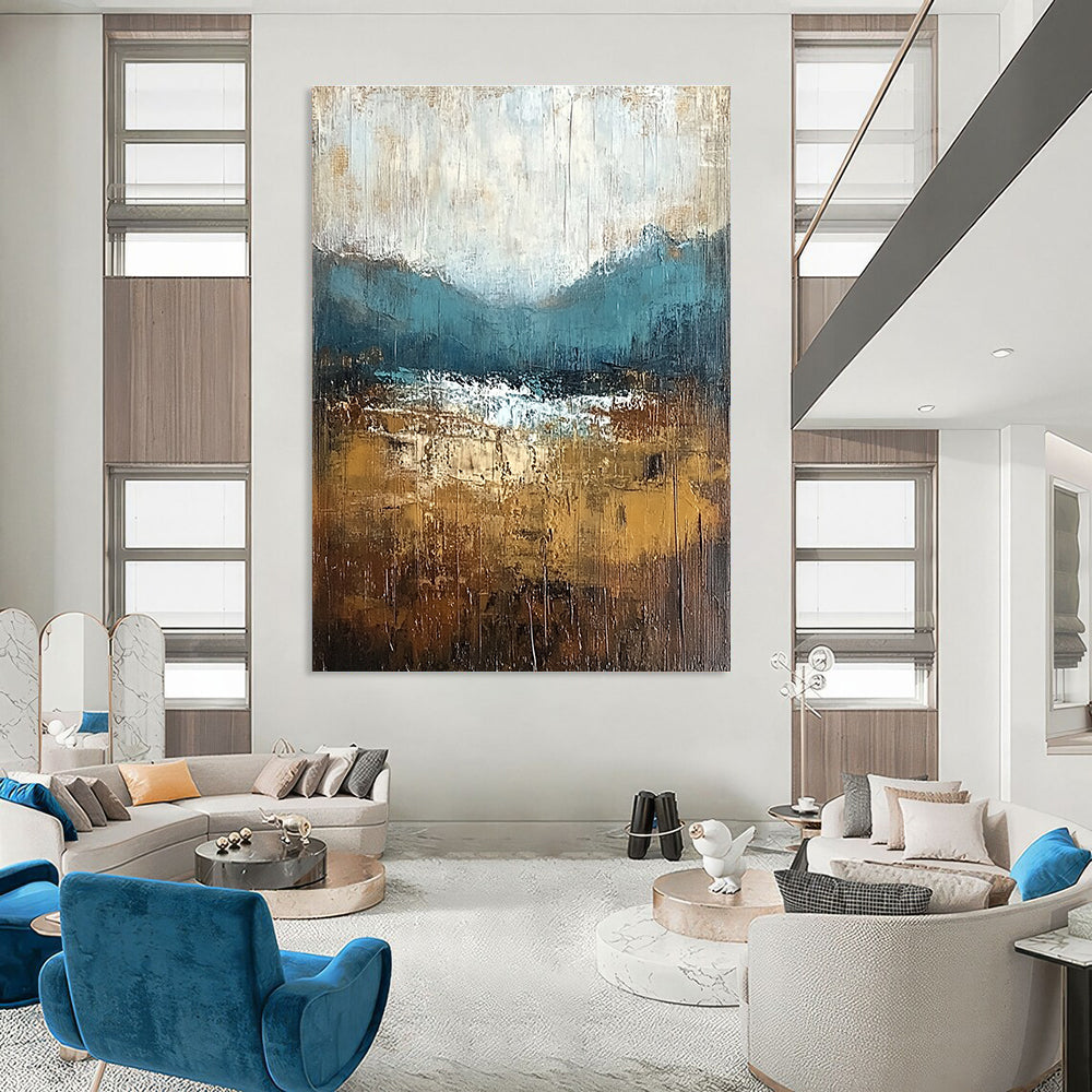 Textured Mountain Landscape Art for Rustic Cabin & Art Gallery Corner STSC093