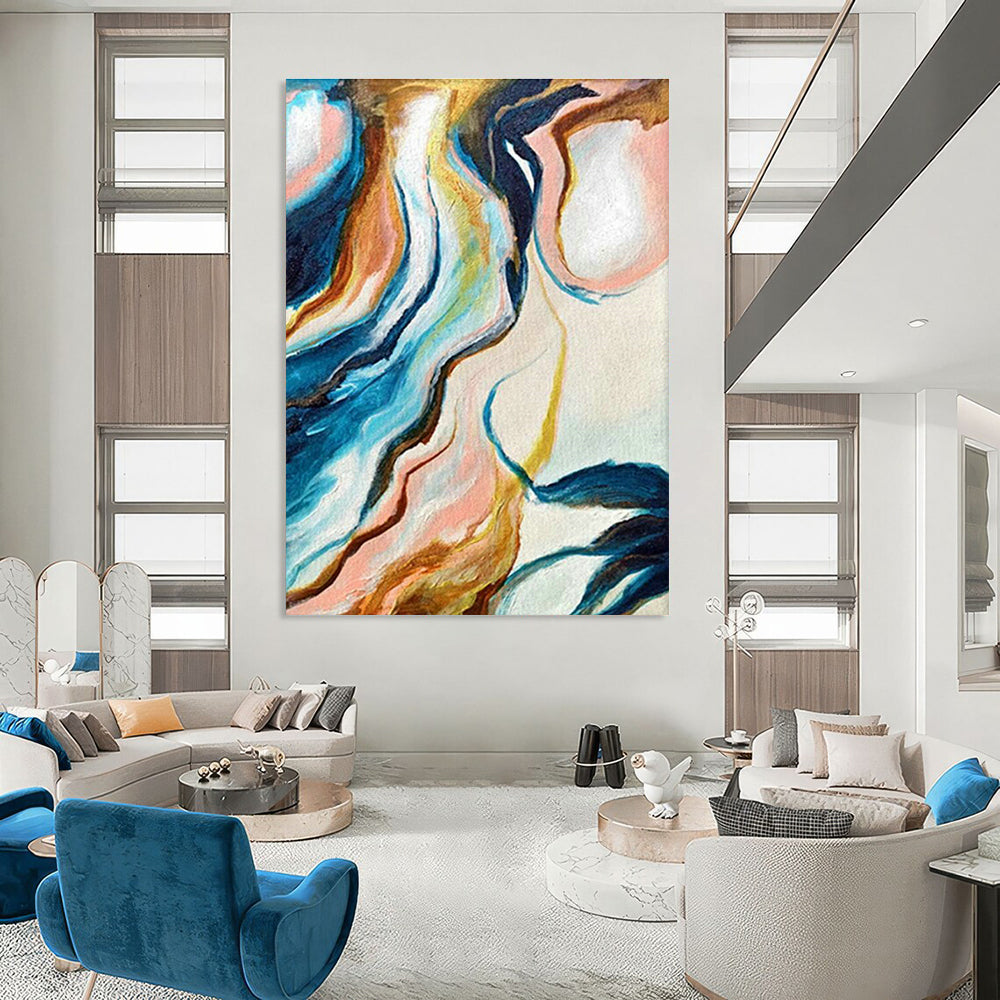 Fluid Abstract Art for Modern Home Bathroom Walls DLZ0032