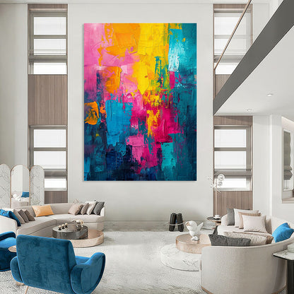 Vibrant Color - Block Abstract Art for Bohemian Living Room & Creative Coworking Space DLZ1911