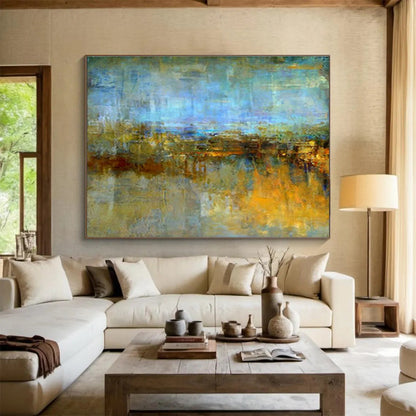 Blue - Yellow Urban Abstract Art for Modern Office DLZ2756