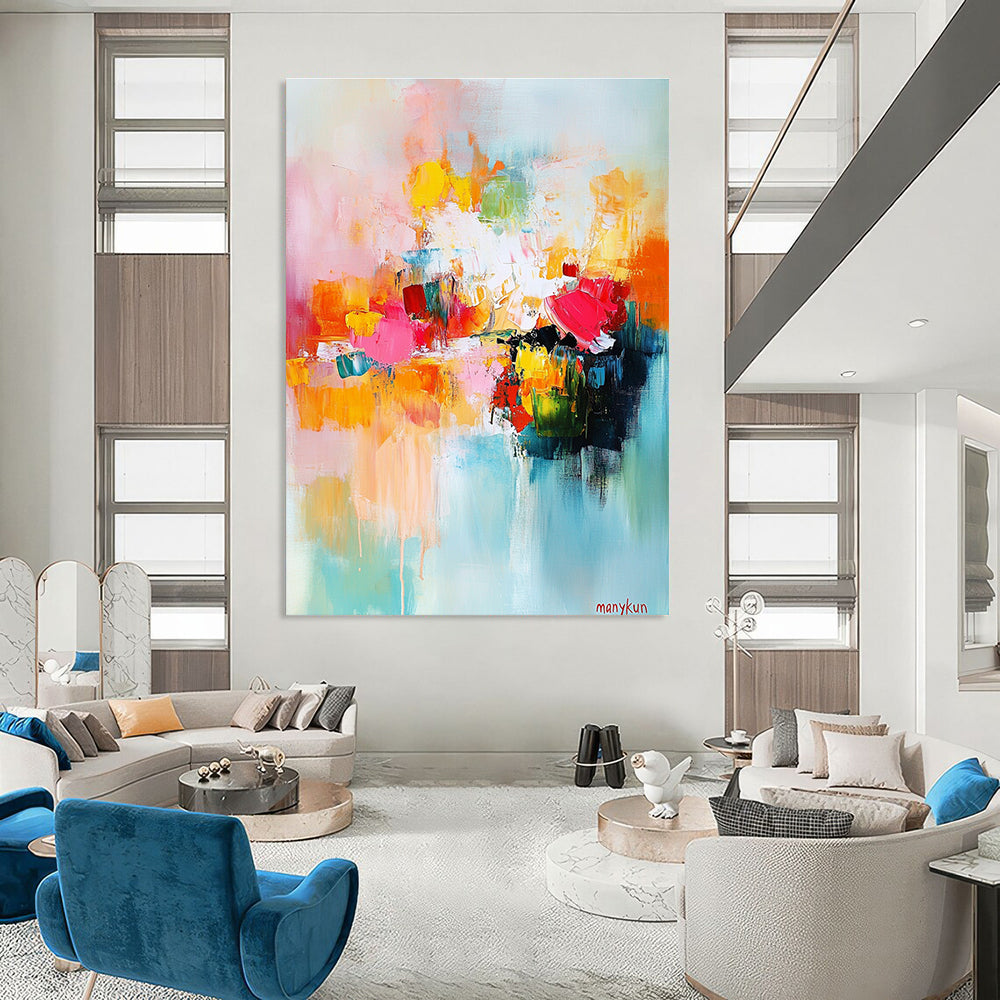 Colorful Abstract Blooms for Bright Café & Bohemian Bedroom STSC414