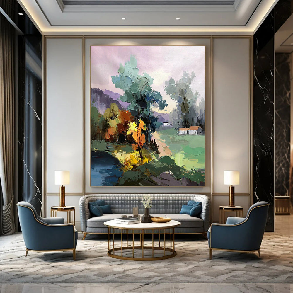 Rural Landscape Painting for Farmhouse Kitchen & Eco - Friendly B&B DLZ1296