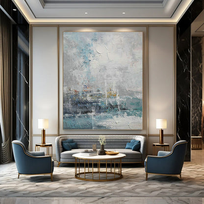 Misty Sea - Scape Abstract Art for Coastal Hotel Lobby & Seaside Home Bedroom DLZ2021