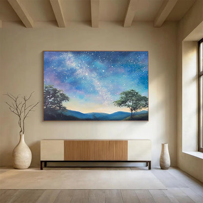 Starry Night Landscape Art for Astronomy Enthusiast’s Study & Nature - Themed Bedroom SC421