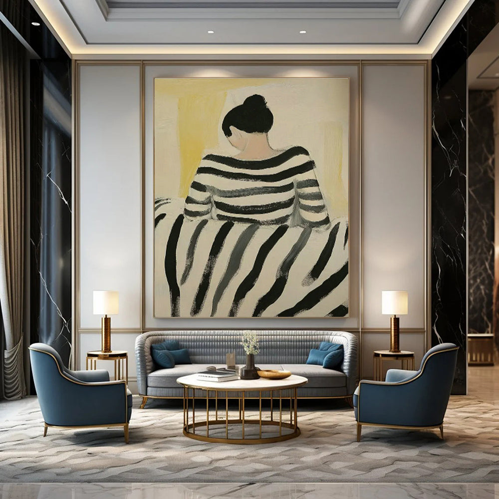 Back View of Striped - Top Figure Art for Coastal Cottage & Nautical - Themed Office DLZ0693