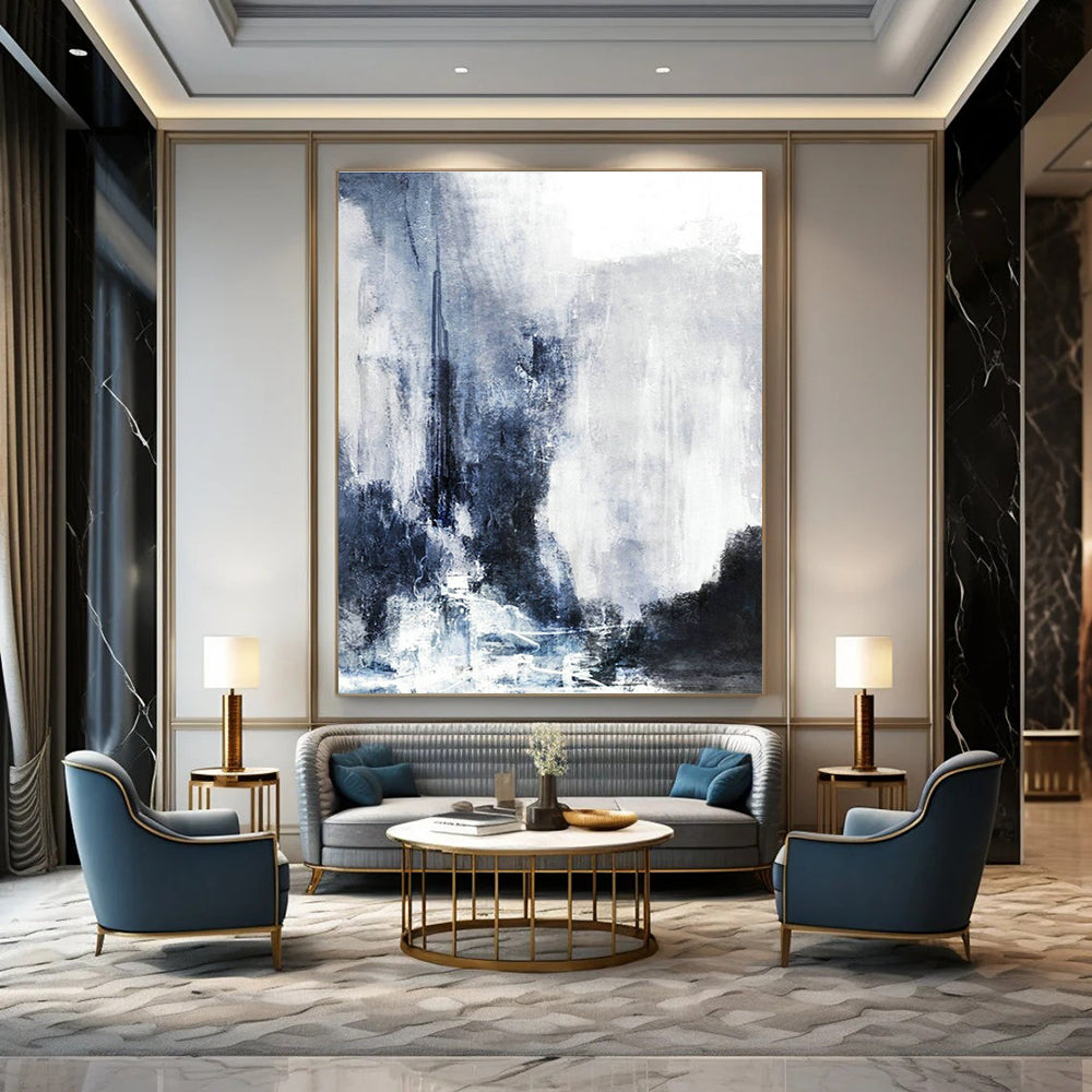Blue - Gray Abstract Art for Modern Hotel Lobby & Art Gallery Corridor DLZ2037