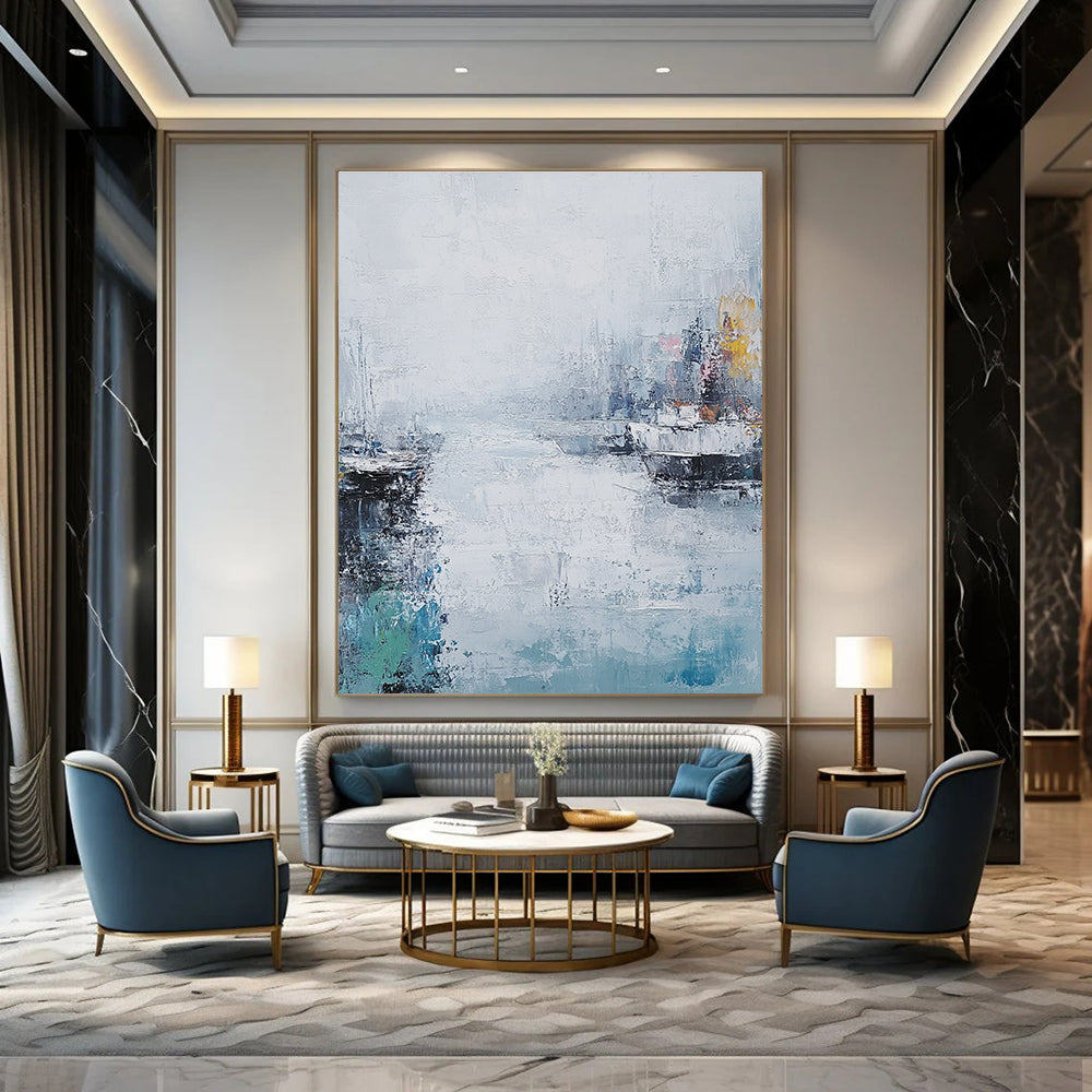 Abstract Harbor Scene for Nautical - Themed Home & Art - Loving Café STSC199