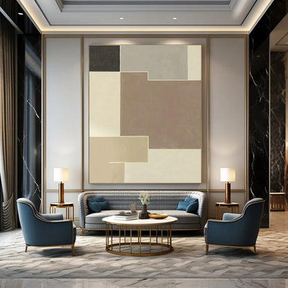 Brown - Grey Geometric Abstract Art for Living Room & Bedroom DLZ0514