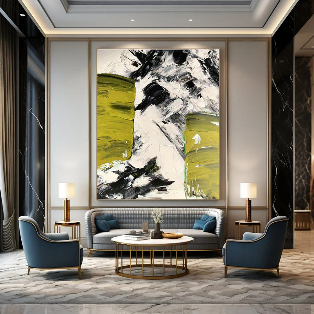 Green - Black - White Block Art for Living Room & Art Studio DLZ0483