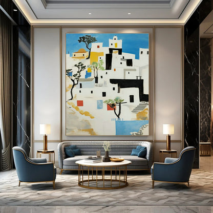 White Building Landscape Art for Mediterranean - Style Villa & Travel Agency Office DLZ1769