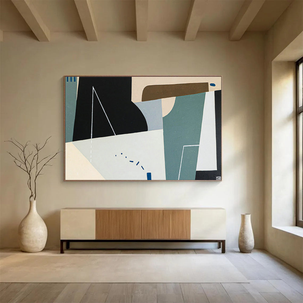 Gray - Green Geometric Abstract for Minimalist Office DLZ2937