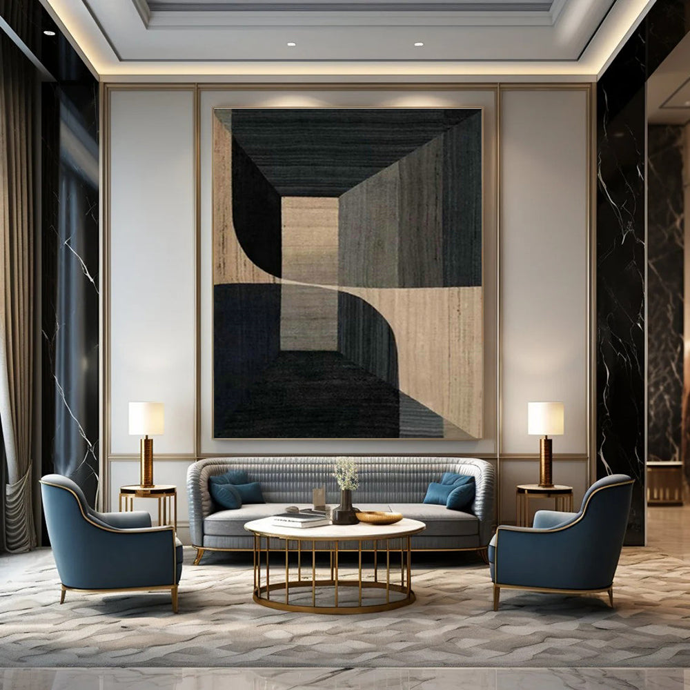 Geometric Space Art for Contemporary Home Stairwell Statements DLZ0225