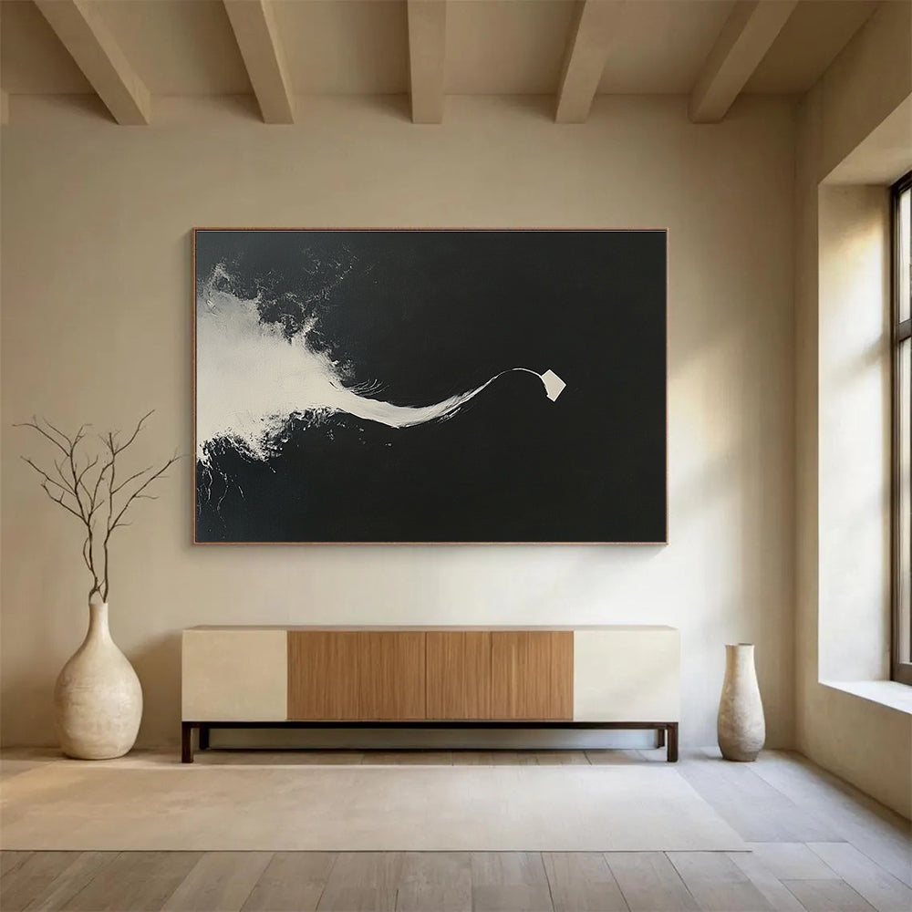 Black White Flow Art for Contemporary Dance Studio & Zen Meditation Space SC096