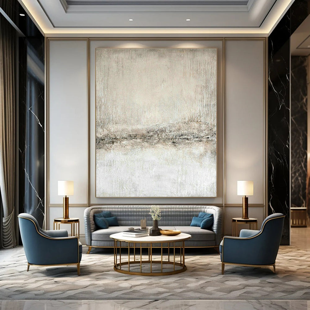 Gray - White Textured Art for Industrial Art Gallery & Monochrome Living Room DLZ1863