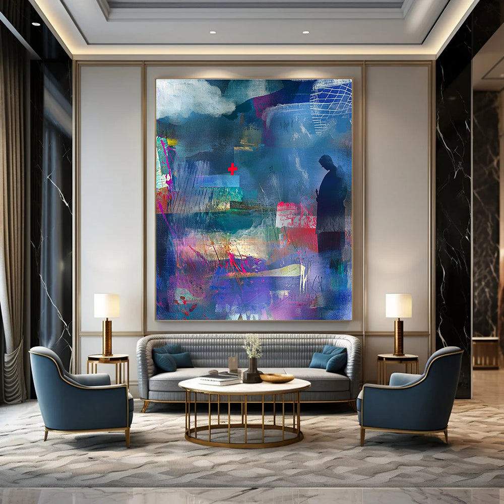 Abstract with Red Cross for Contemporary Art Gallery & Thought - Provoking Library STSC574