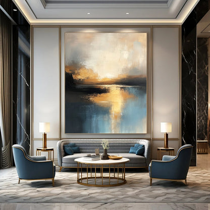 Abstract Lake Sunset for Tranquil Home Office & Nature - Inspired Lounge STSC198