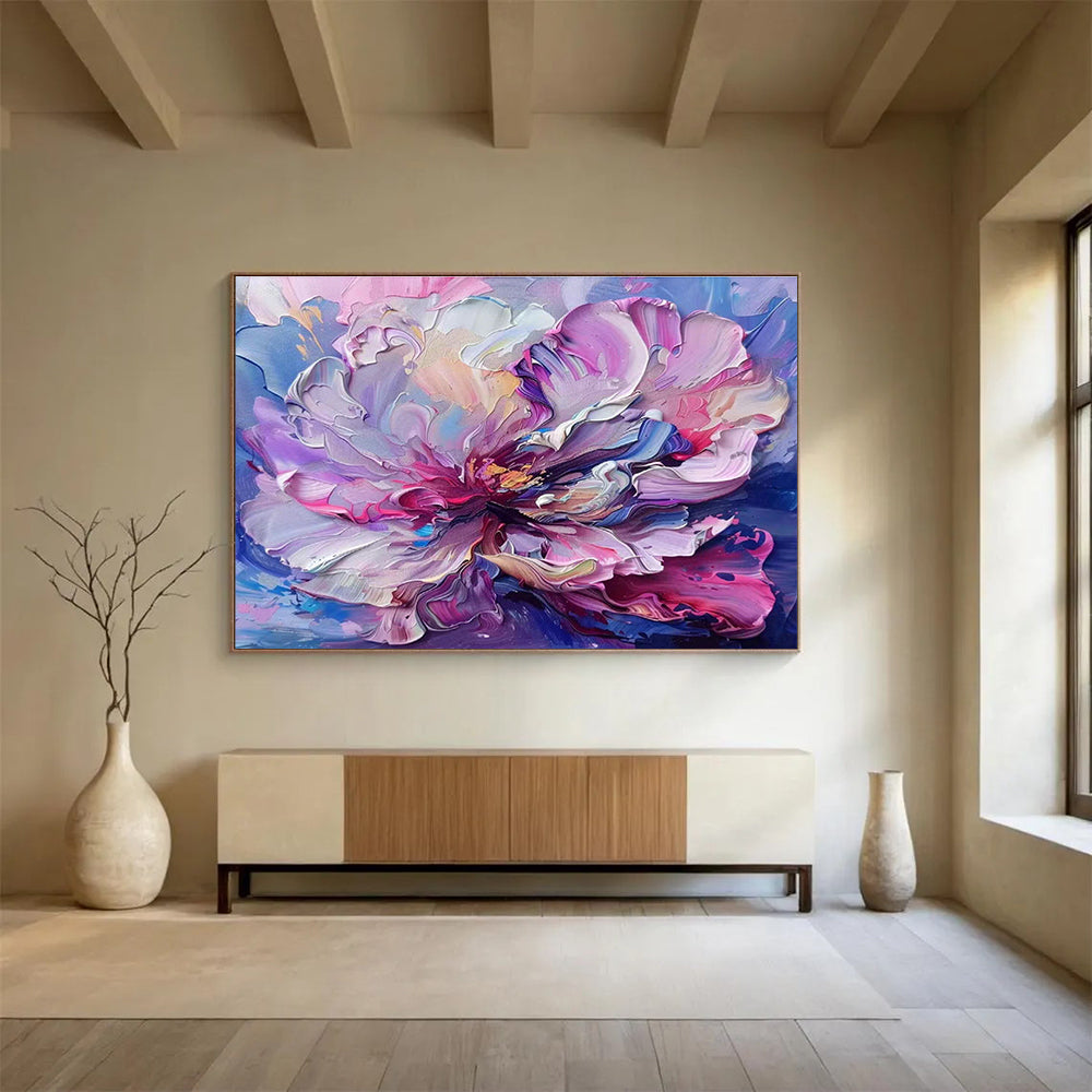Impasto Pink - Purple Flower Art for Romantic Bedroom Accent DLZ3065
