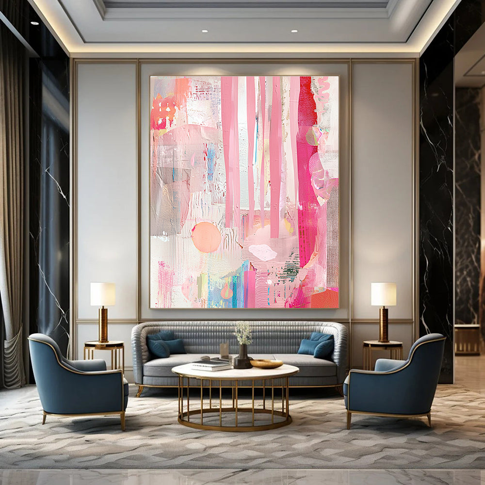 Pink Abstract Collage for Bohemian Bedroom & Creative Studio STSC1232
