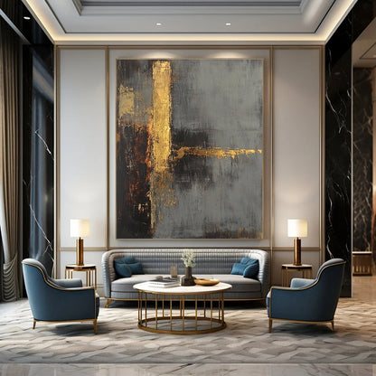 Grey and Gold Minimalist Abstract for Luxury Spa & Modern Home Library STSC418