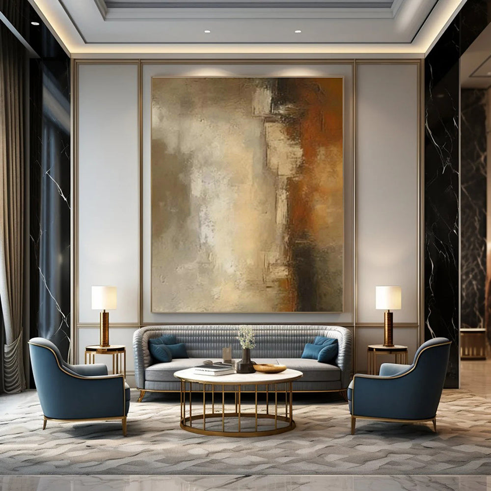 Warm - Toned Abstract Art for Cozy Living Room & Rustic Café DLZ1440