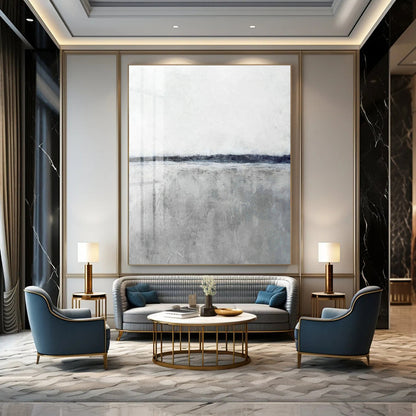 Gray - White Seaside Abstract Art for Coastal Inn & Minimalist Living Room DLZ0679