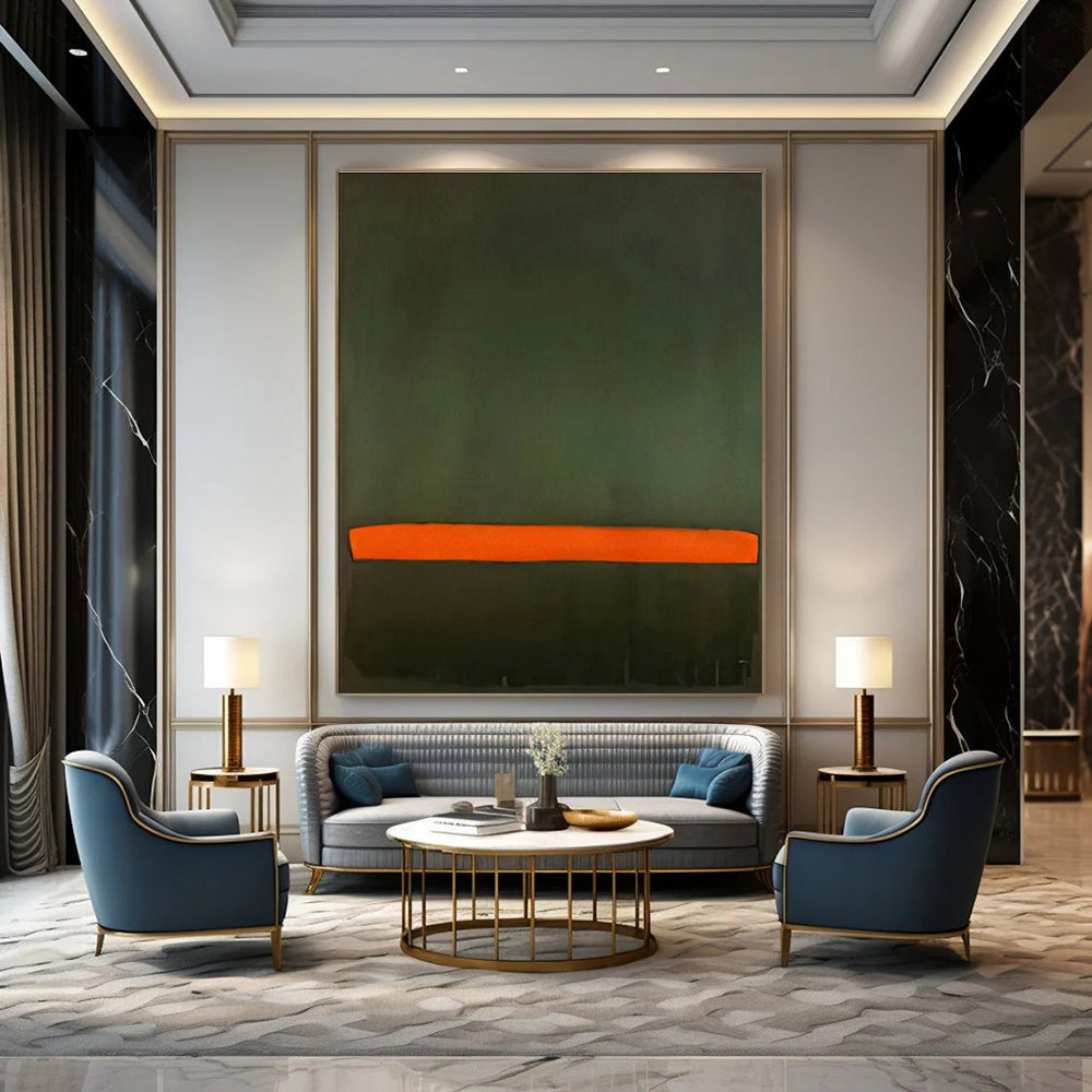 Green - Orange Minimalist Art for Eco - Friendly Café & Modern Studio DLZ2316