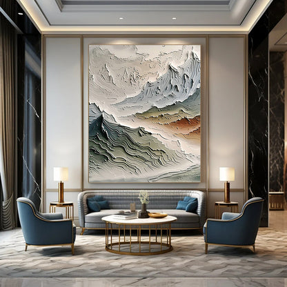 Gray - White Textured Landscape Art for Alpine Ski Lodge & Nature Photography Studio DLZ0988