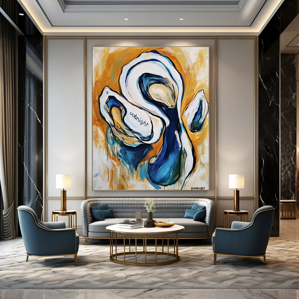 Playful Oyster Abstract for Seafood Restaurant & Coastal Living Room STSC272
