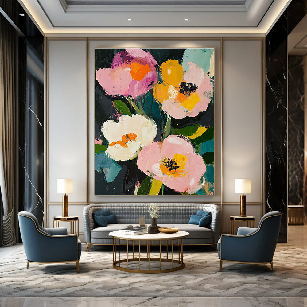 Vibrant Flower on Dark Art for Bar & Creative Studio STSC057