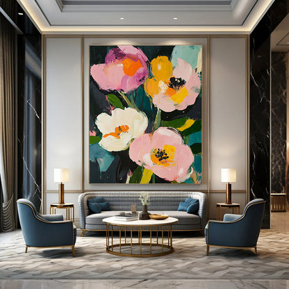 Vibrant Flower on Dark Art for Bar & Creative Studio STSC057