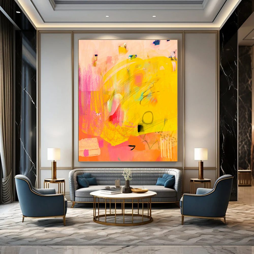 Sunny Yellow Abstract Art for Breakfast Nook & Kids’ Playroom DLZ0644