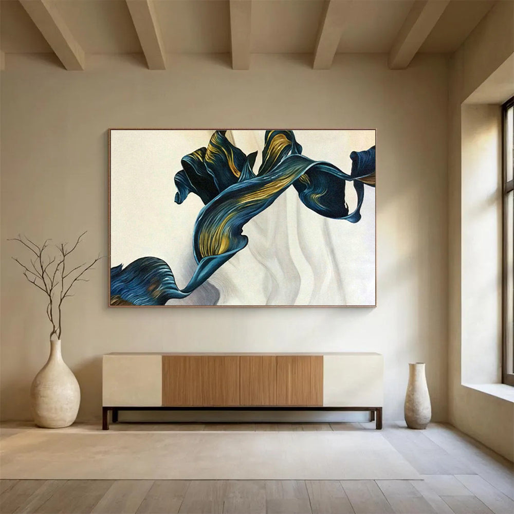 Blue - Gold Petal - Shaped Art for Luxury Bathroom Spaces DLZ2544