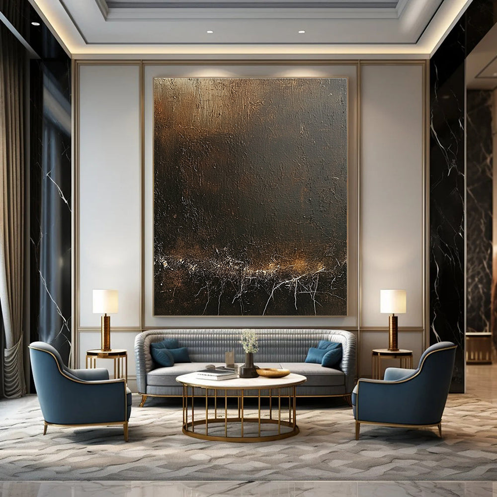 Dark Textured Abstract Art for Industrial - Chic Loft & Introspective Home Study STSC1429