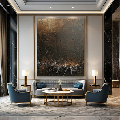 Dark Textured Abstract Art for Industrial - Chic Loft & Introspective Home Study STSC1429
