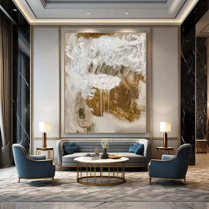 Brown and White Abstract Expressionist Art for Art - Lovers' Lounge & Creative Home Studio DLZ1987