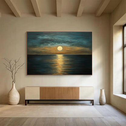Moonlit Ocean Serenity Art for Beachfront Hotel Room & Romantic Dining Area SC413