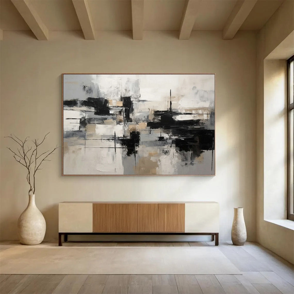 Grey - Brown Geometric Abstract Art for Contemporary Hallway DLZ2719