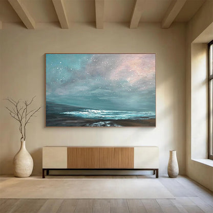 Starry Sky and Sea Oil Painting for Dreamy Reading Nooks DLZ2490