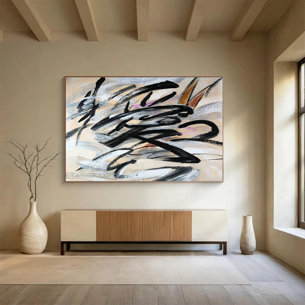 Ink - Stroke Abstract Art for Asian - Inspired Restaurant Decor DLZ2673