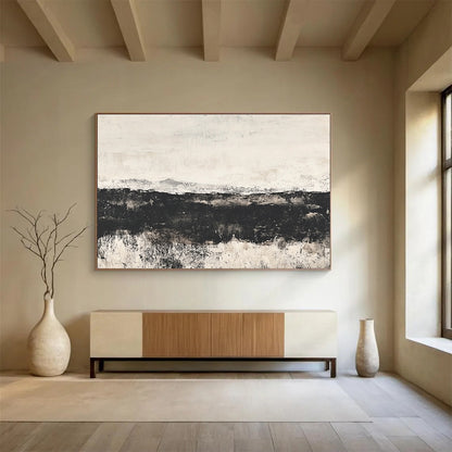 Abstract Monochrome Horizon Art for Spiritual Retreat & Minimalist Bedroom SC014
