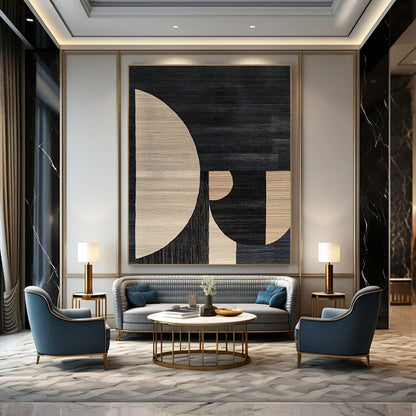 Geometric Black and Beige for Contemporary Art Space & Modern Minimalist Home STSC1169